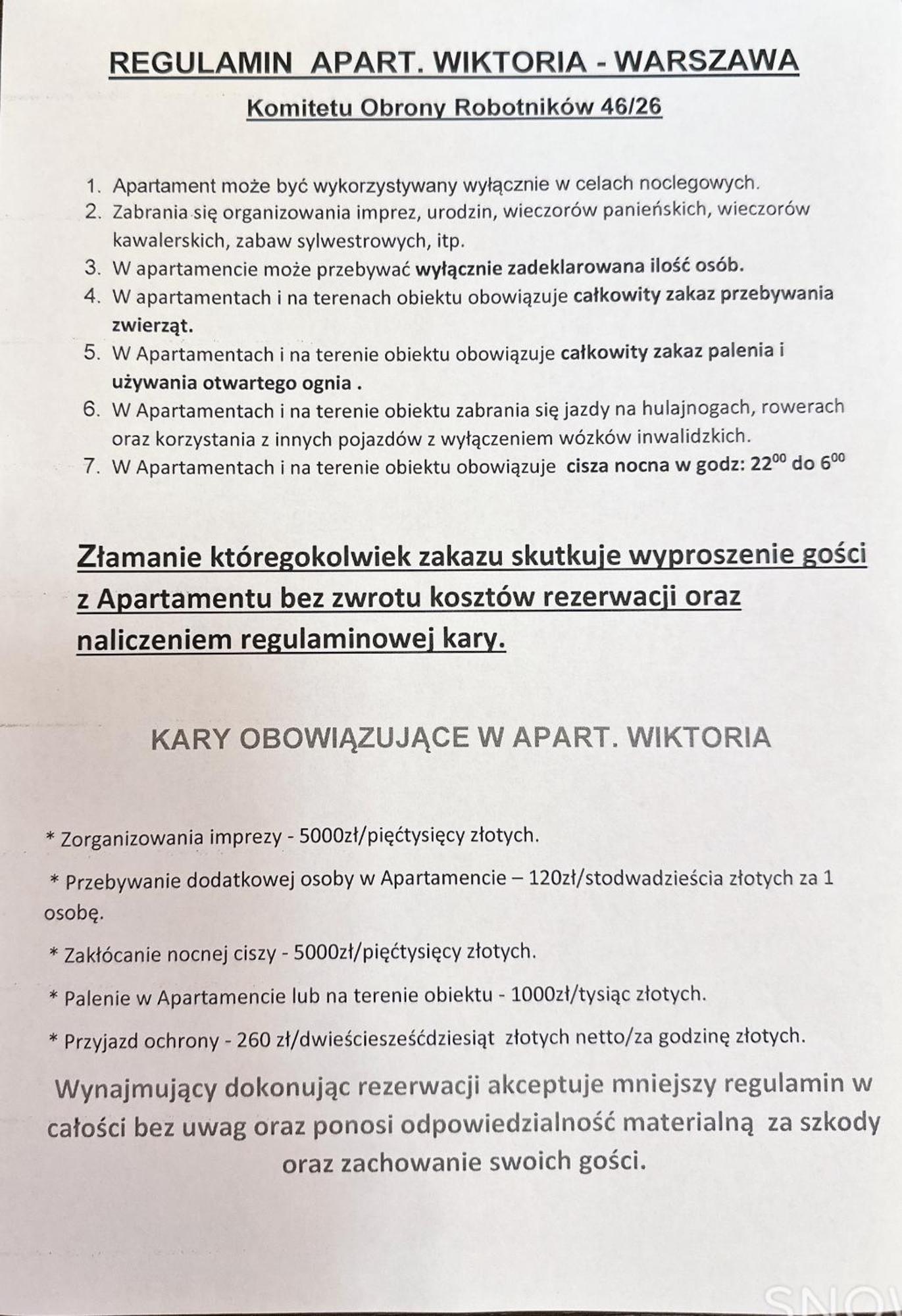 Apart Wiktoria Varşovia Cameră foto
